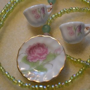 Miniature Tea Sets Necklace and Earrings!